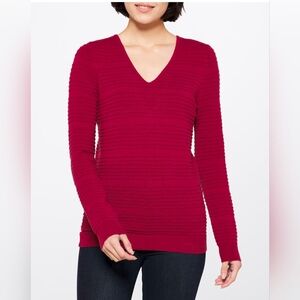Love Ellie V-Neck Ribbed Sweater - Burgundy